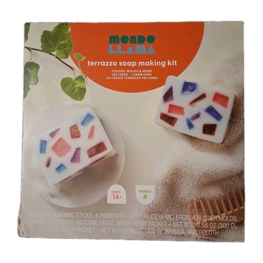 Mondo Llama Terrazzo Soap Making Kit Melt & Pour Glycerin Base Ages 14+
